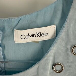 Calvin Klein Sleeveless Blue Top with Grommet Detail and Zipper Back Size M